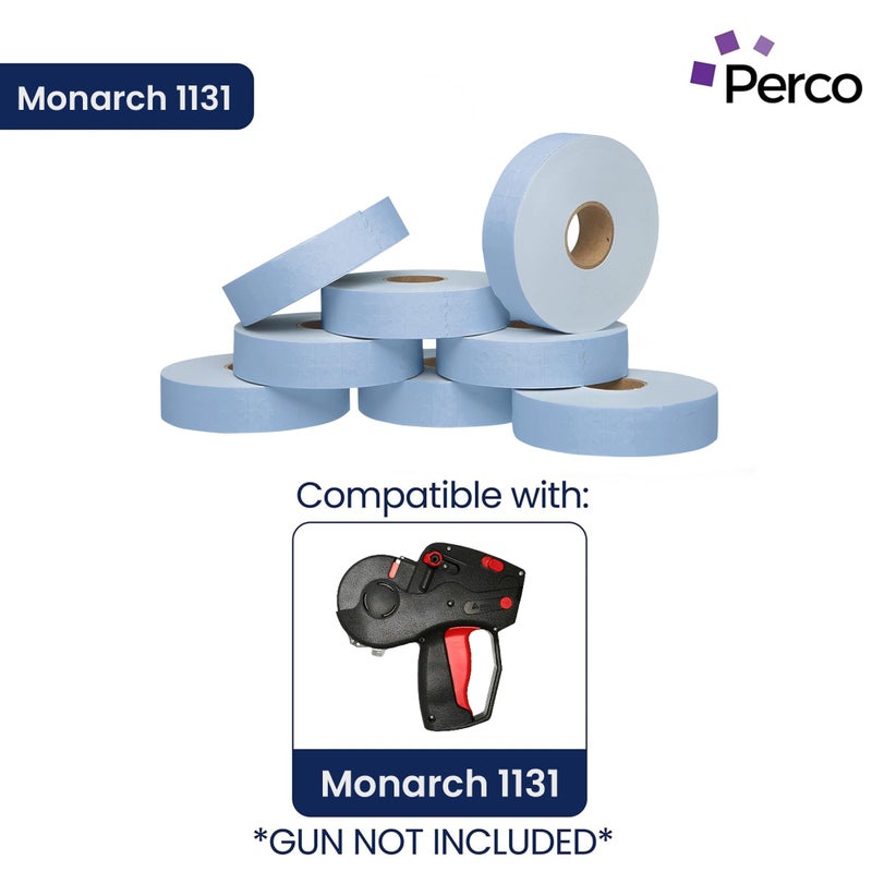 Perco Blue Pricing Labels for Monarch 1131 Price Gun - 1 Sleeve, 8 Rolls, 20,000 Price Marking Labels - with Ink Roll Included - Image 2